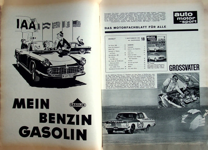 Inhaltsverzeichnis Auto Motor und Sport 18/1963