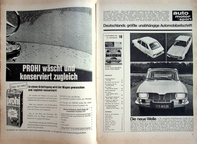Inhaltsverzeichnis Auto Motor und Sport 18/1964