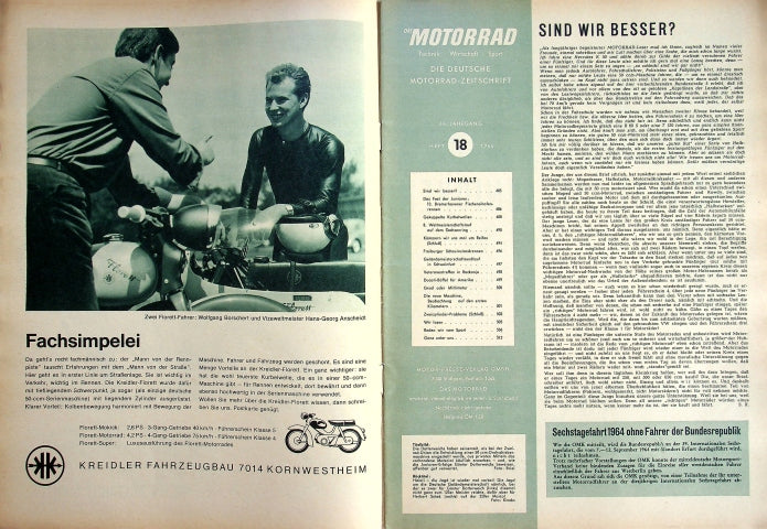 Inhaltsverzeichnis Motorrad 18/1964