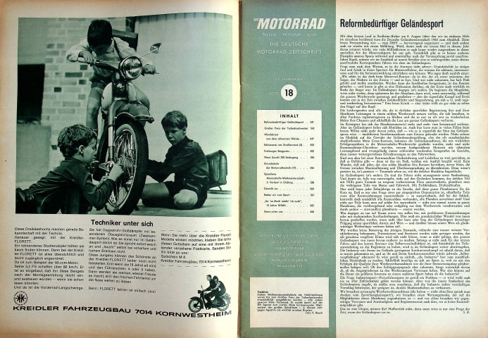 Inhaltsverzeichnis Motorrad 18/1965