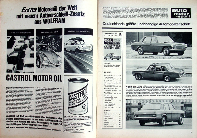 Inhaltsverzeichnis Auto Motor und Sport 18/1966