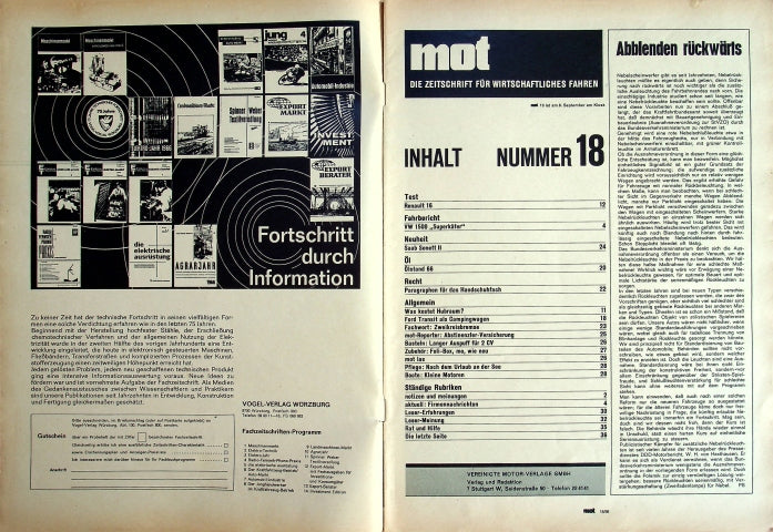 Inhaltsverzeichnis MOT 18/1966