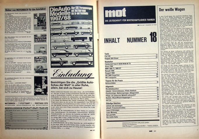 Inhaltsverzeichnis MOT 18/1967