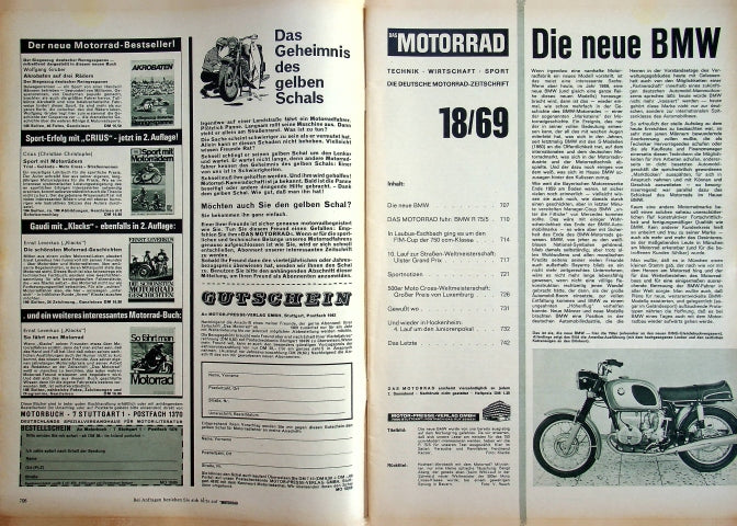 Inhaltsverzeichnis Motorrad 18/1969