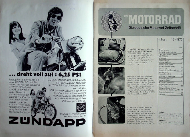 Inhaltsverzeichnis Motorrad 18/1970