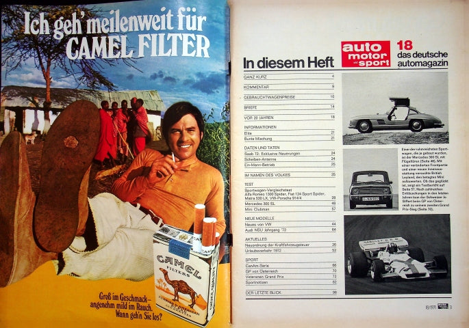 Inhaltsverzeichnis Auto Motor und Sport 18/1971