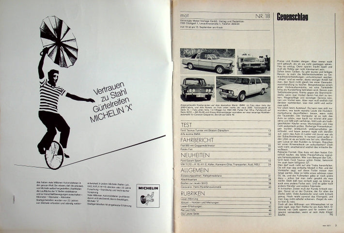Inhaltsverzeichnis MOT 18/1971