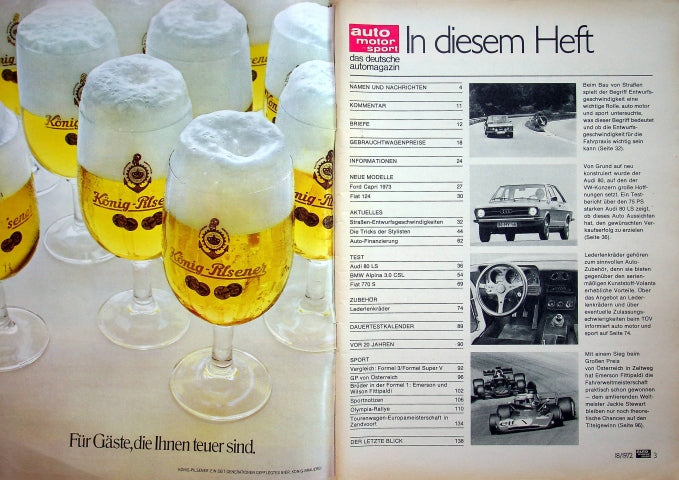 Inhaltsverzeichnis Auto Motor und Sport 18/1972