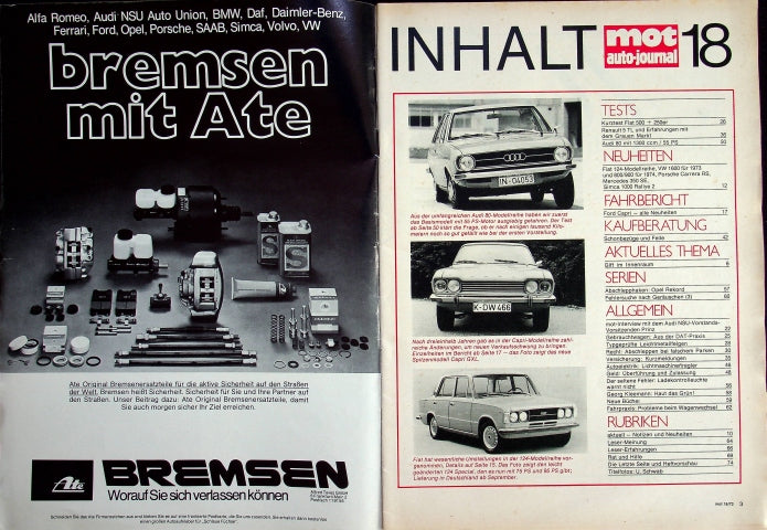 Inhaltsverzeichnis MOT 18/1972