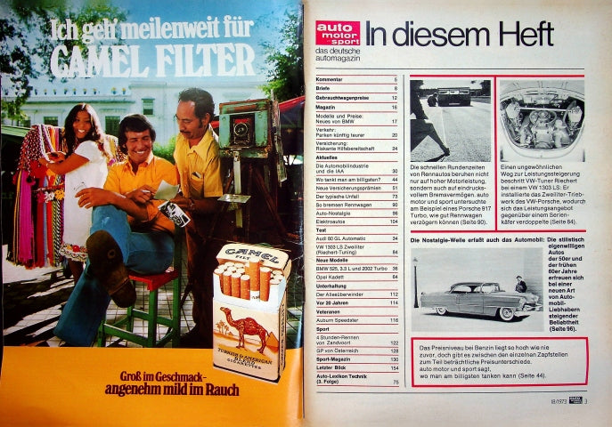 Inhaltsverzeichnis Auto Motor und Sport 18/1973