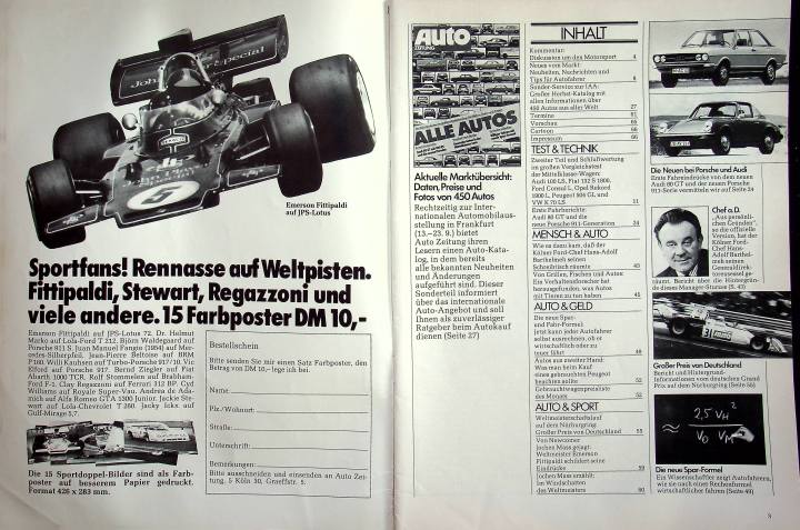 Inhaltsverzeichnis Autozeitung 18/1973