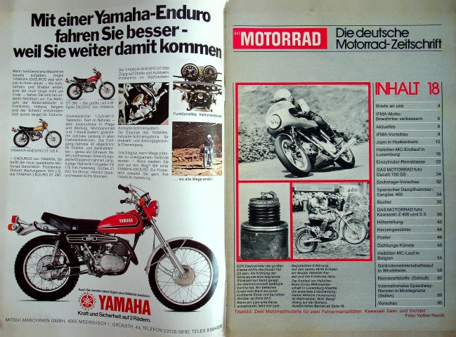 Inhaltsverzeichnis Motorrad 18/1974