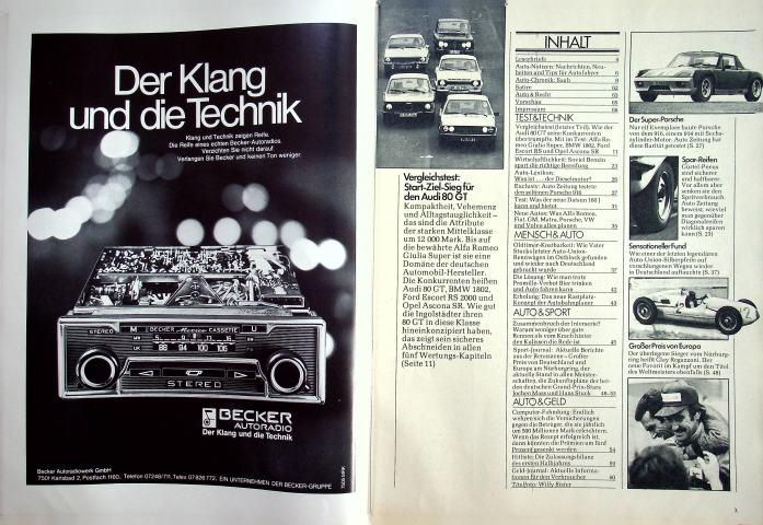 Inhaltsverzeichnis Autozeitung 18/1974