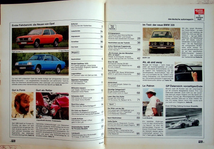 Inhaltsverzeichnis Auto Motor und Sport 18/1975