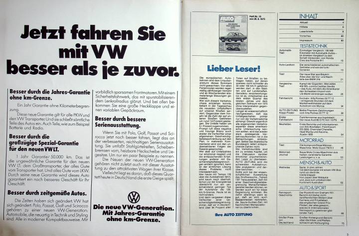 Inhaltsverzeichnis Autozeitung 18/1975