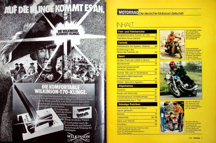Inhaltsverzeichnis Motorrad 18/1975