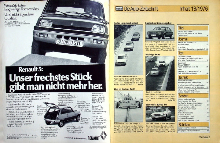Inhaltsverzeichnis MOT 18/1976