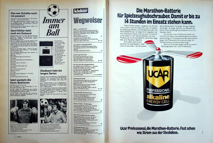 Inhaltsverzeichnis Kicker 18/1976
