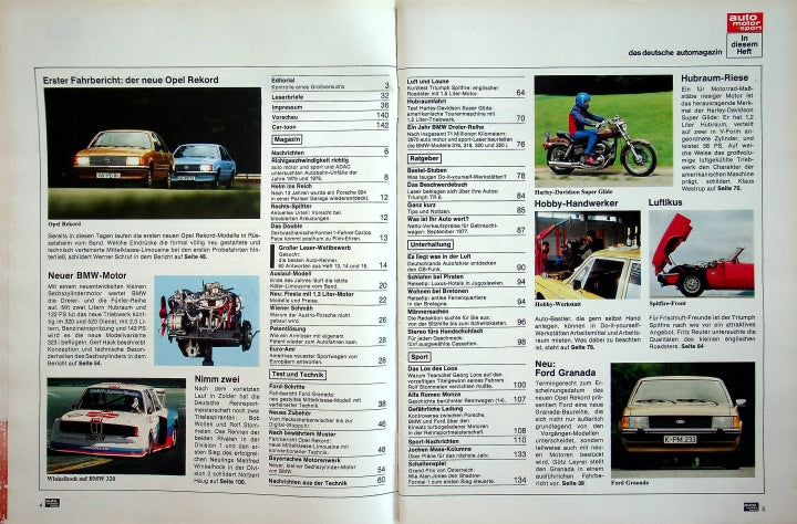 Inhaltsverzeichnis Auto Motor und Sport 18/1977