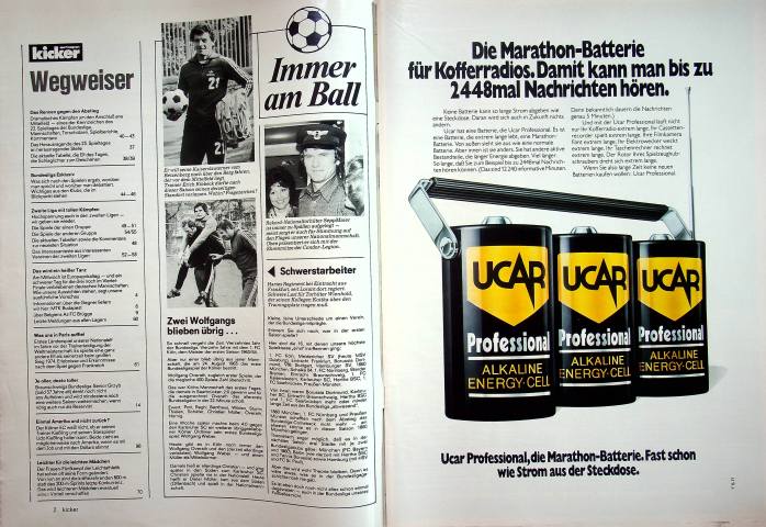 Inhaltsverzeichnis Kicker 18/1977