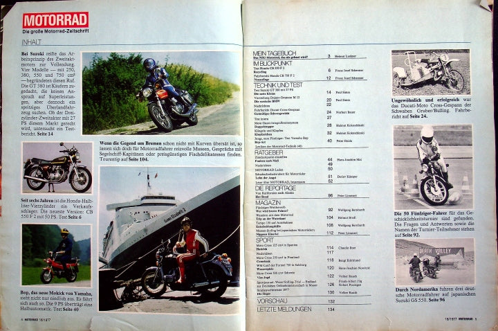 Inhaltsverzeichnis Motorrad 18/1977