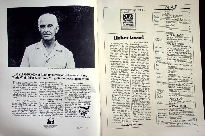 Inhaltsverzeichnis Autozeitung 18/1977