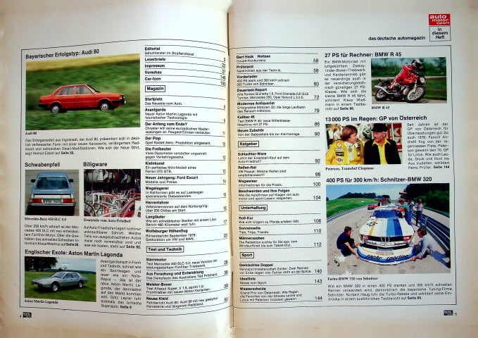 Inhaltsverzeichnis Auto Motor und Sport 18/1978