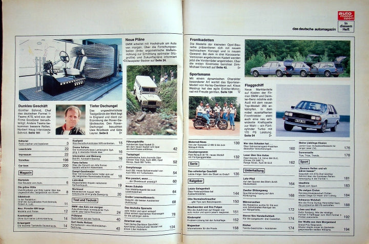 Inhaltsverzeichnis Auto Motor und Sport 18/1979