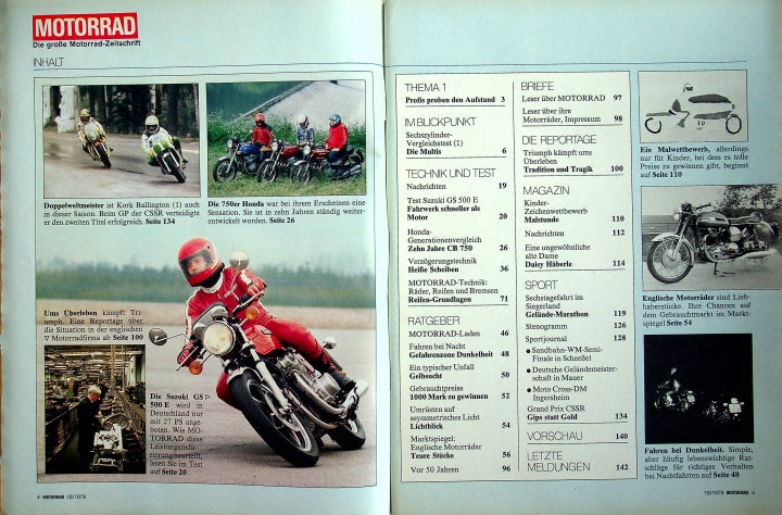 Inhaltsverzeichnis Motorrad 18/1979