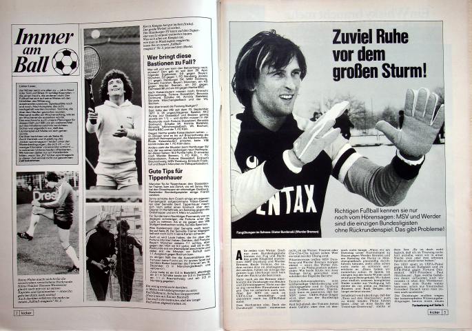Inhaltsverzeichnis Kicker 18/1979