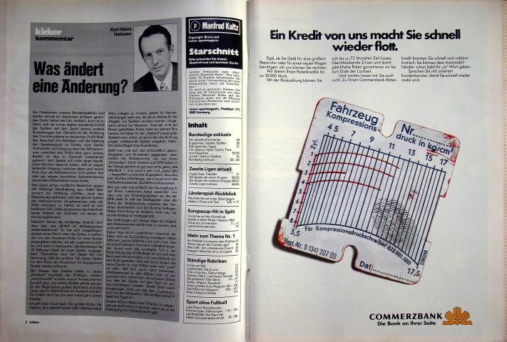 Inhaltsverzeichnis Kicker 18/1980