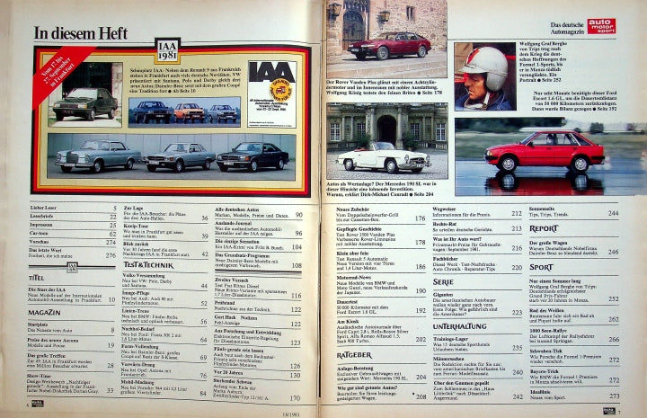 Inhaltsverzeichnis Auto Motor und Sport 18/1981