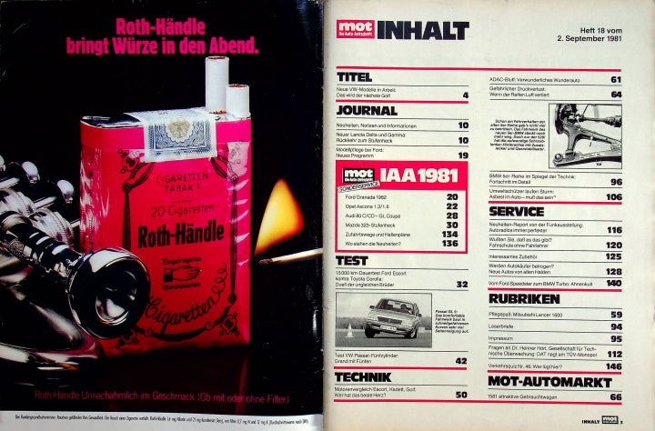 Inhaltsverzeichnis MOT 18/1981