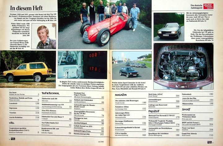 Inhaltsverzeichnis Auto Motor und Sport 18/1982