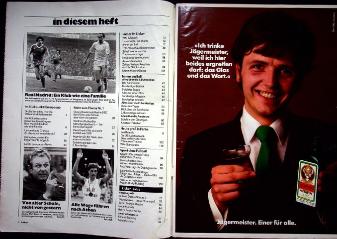 Inhaltsverzeichnis Kicker 18/1982