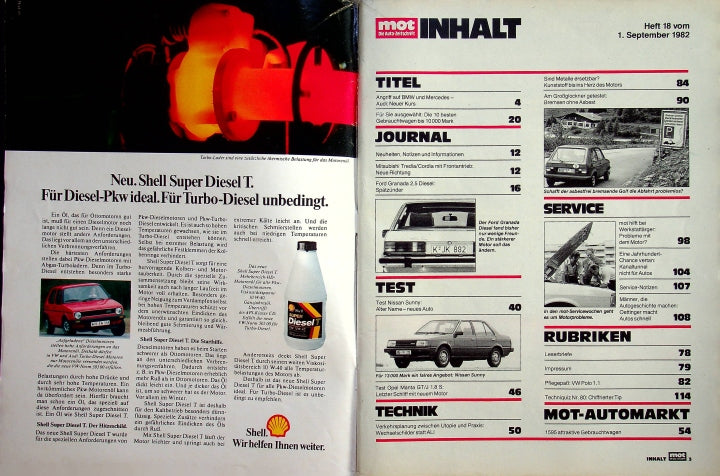 Inhaltsverzeichnis MOT 18/1982