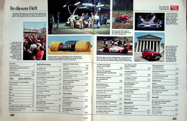 Inhaltsverzeichnis Auto Motor und Sport 18/1983