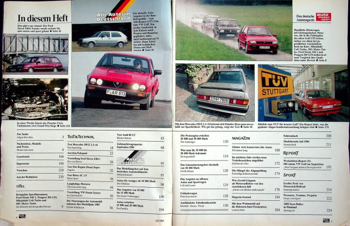 Inhaltsverzeichnis Auto Motor und Sport 18/1984