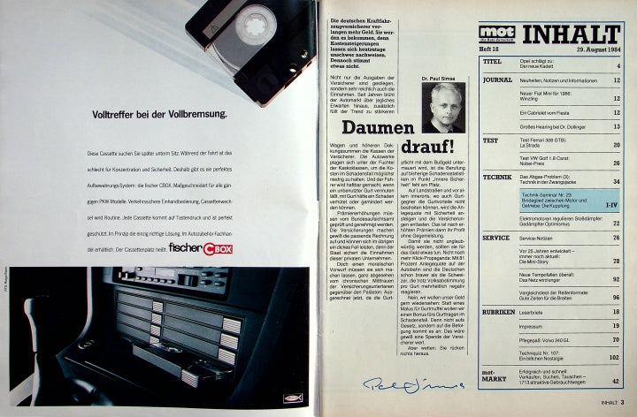Inhaltsverzeichnis MOT 18/1984