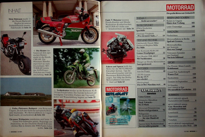 Inhaltsverzeichnis Motorrad 18/1984