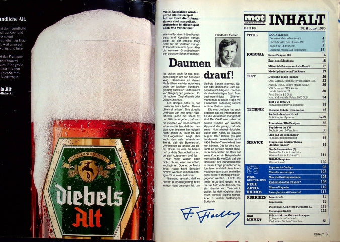 Inhaltsverzeichnis MOT 18/1985