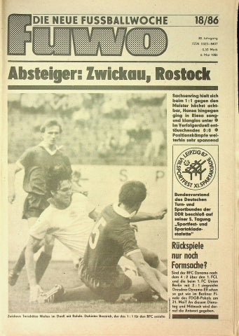 Fuwo Fussballwoche 18/1986