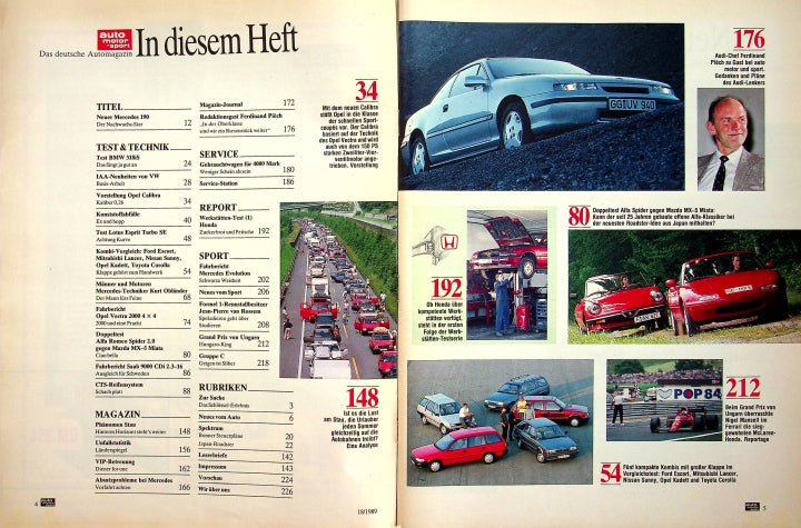Inhaltsverzeichnis Auto Motor und Sport 18/1989