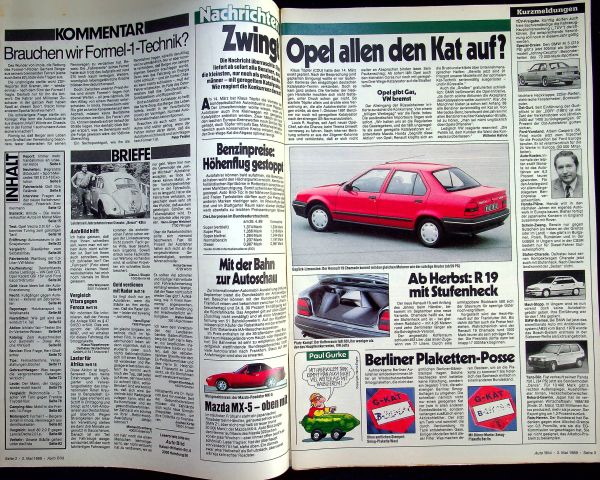 Inhaltsverzeichnis Auto Bild 18/1989