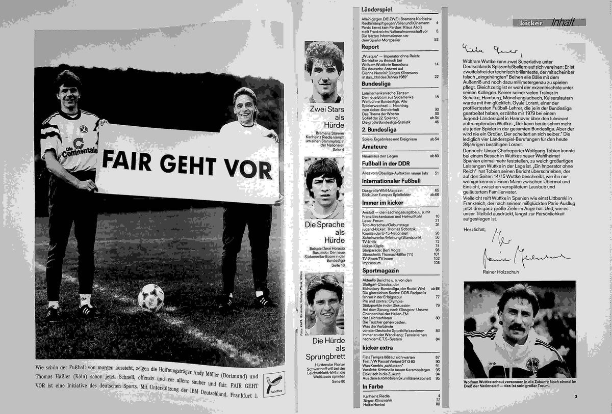 Inhaltsverzeichnis Kicker 18/1990