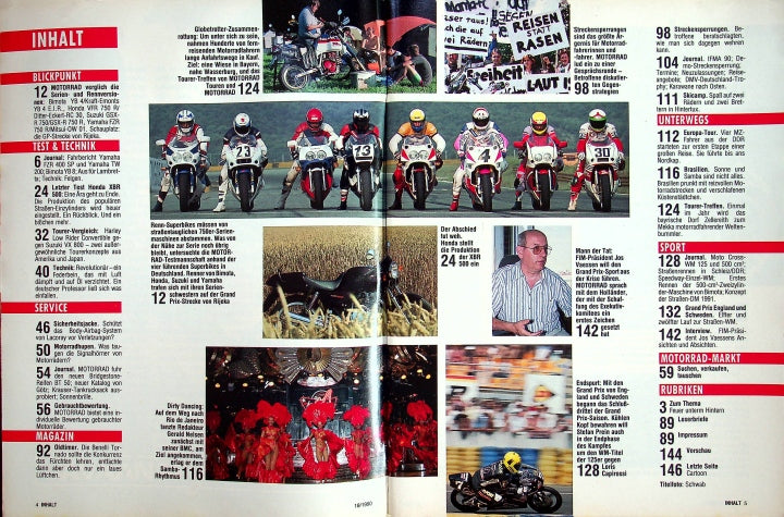 Inhaltsverzeichnis Motorrad 18/1990
