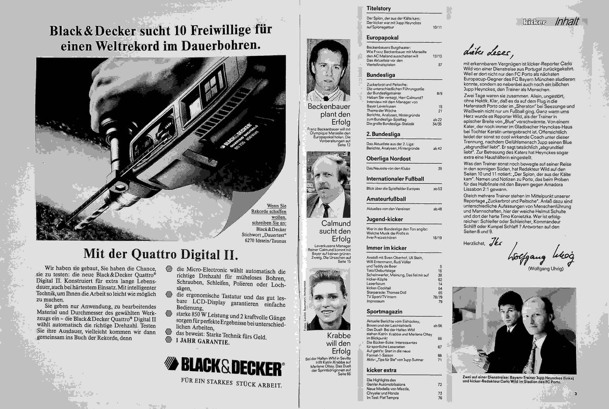 Inhaltsverzeichnis Kicker 18/1991
