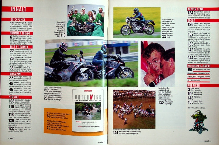 Inhaltsverzeichnis Motorrad 18/1992