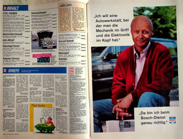 Inhaltsverzeichnis Auto Bild 18/1992