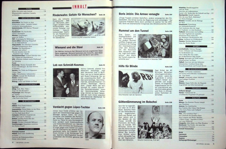 Inhaltsverzeichnis Spiegel 18/1994